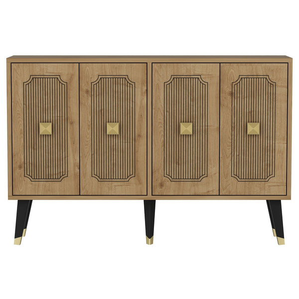 Comoda DESARI, stejar/auriu/negru, PAL melaminat, 120x30x80 cm