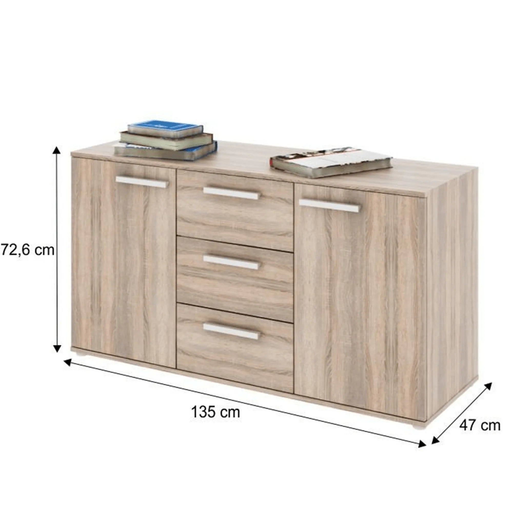 Comoda DUNAJ TYPE 11, stejar sonoma, DTD laminat, 135x47x73 cm