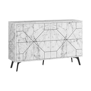 Comoda DUNE, alb cu efect de marmura, PAL melaminat, 123x35x77 cm