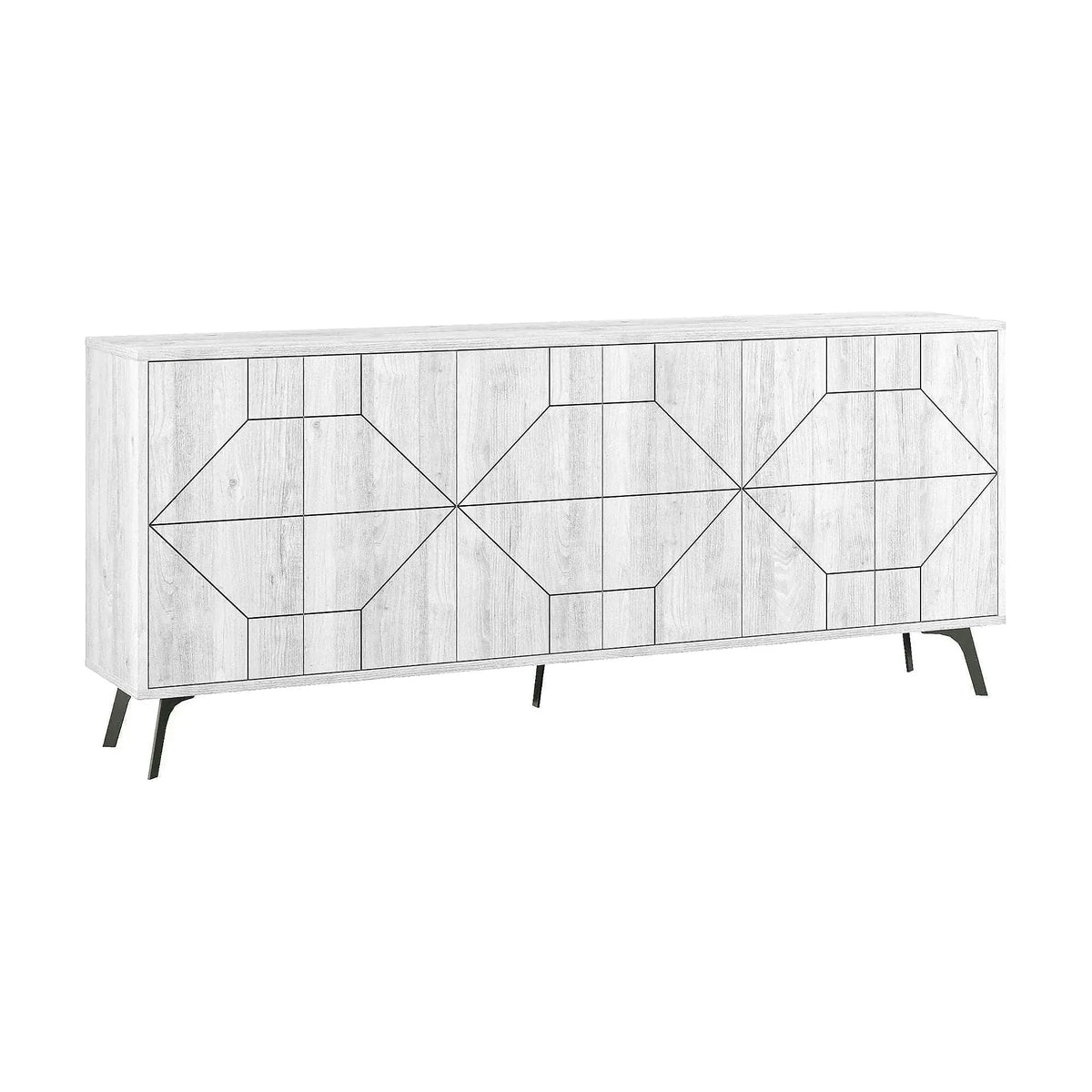 Comoda DUNE, alb/gri, PAL melaminat, 184x35x77 cm