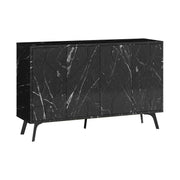 Comoda Dune, negru/negru cu efect de marmura, PAL melaminat, 123x35x77 cm