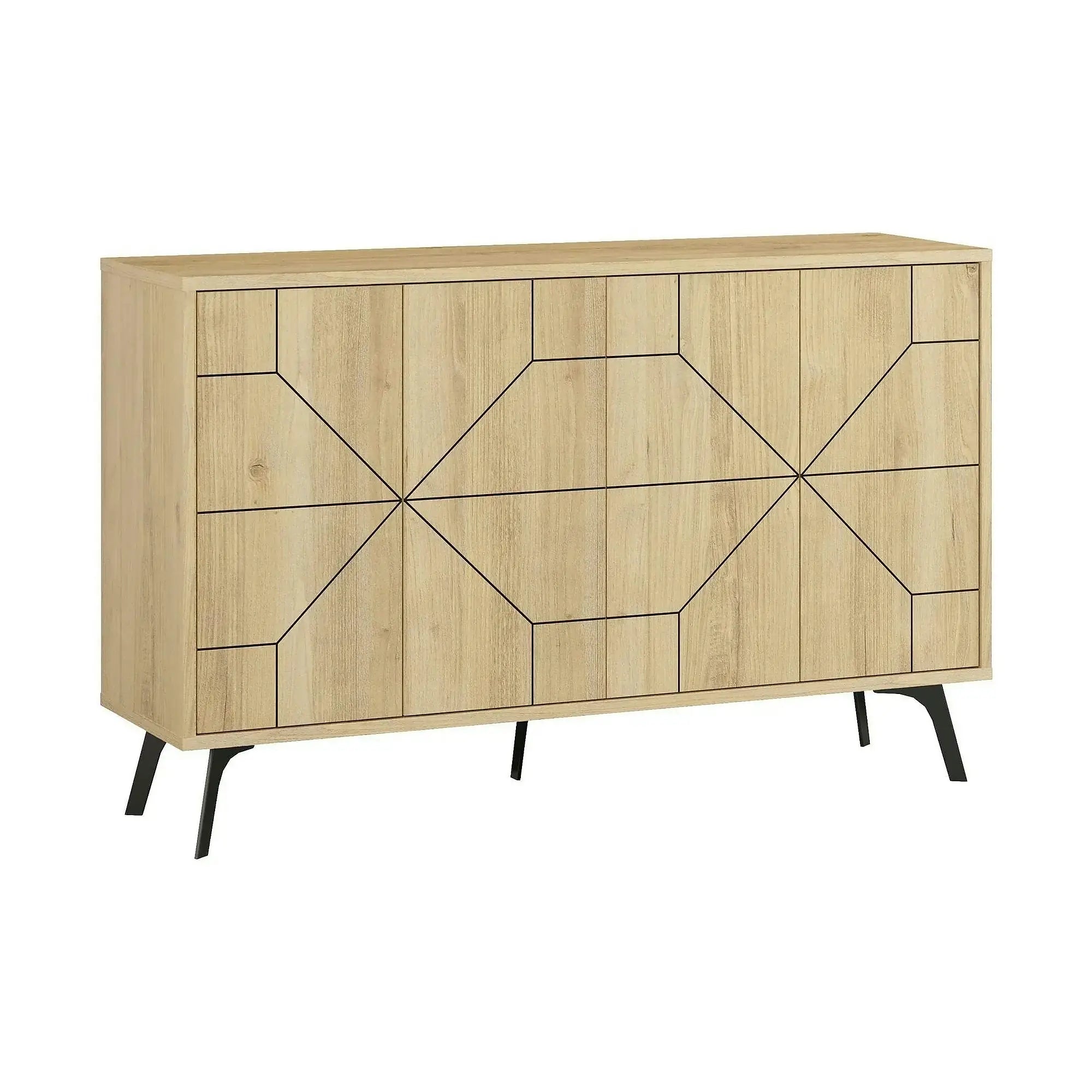 Comoda DUNE, stejar/negru, PAL melaminat, 123x35x77 cm