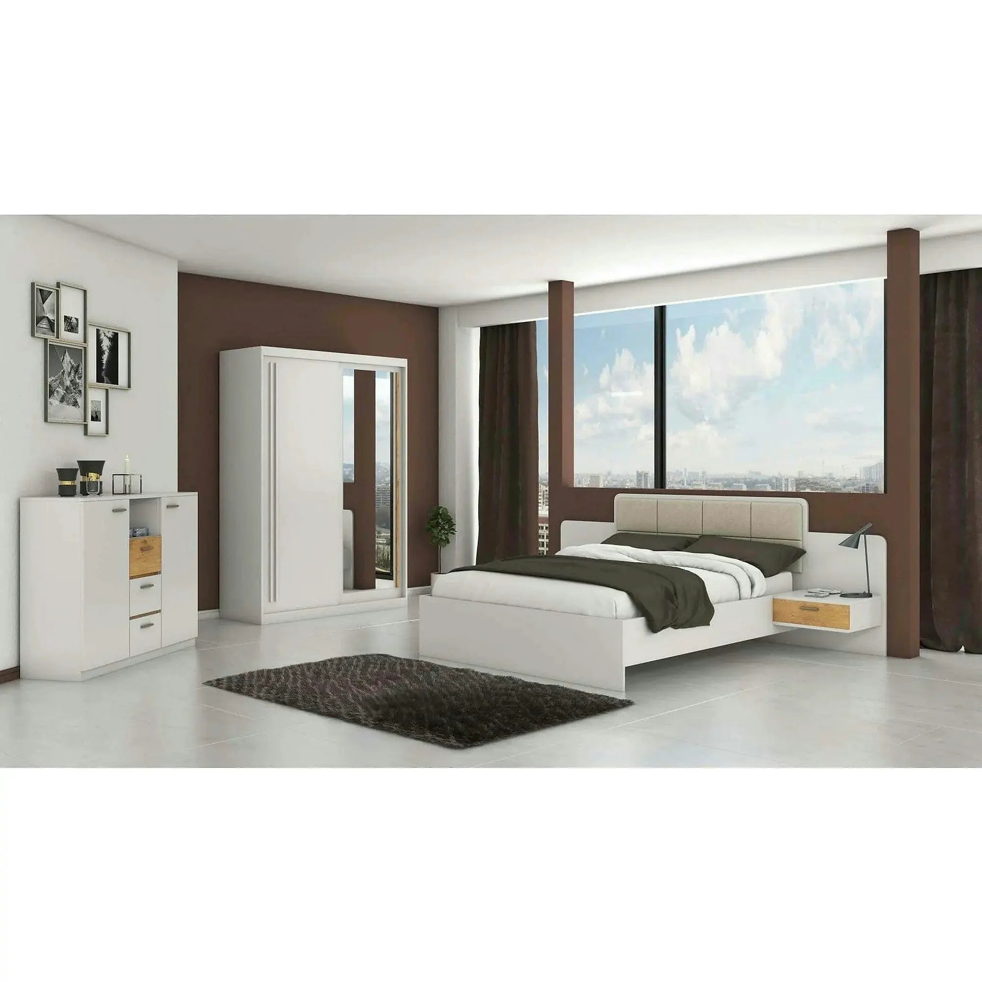 Comoda EFFECT, alb andersen/stejar lancelot, PAL, 130x42x105 cm