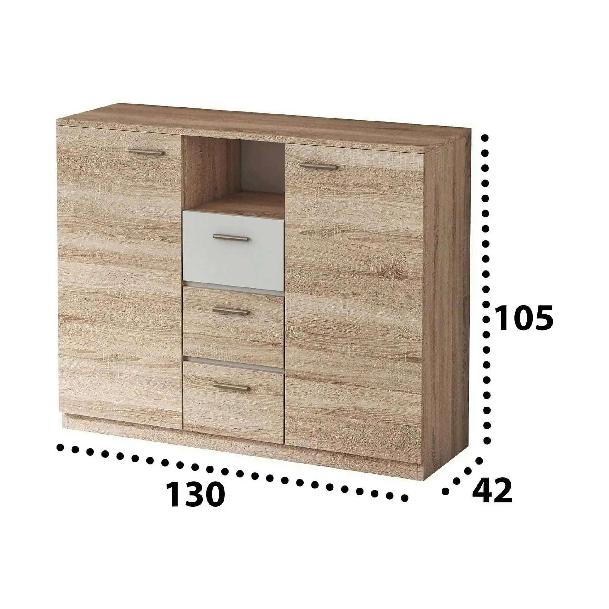 Comoda EFFECT, stejar sonoma/alb andersen, PAL, 130x42x105 cm
