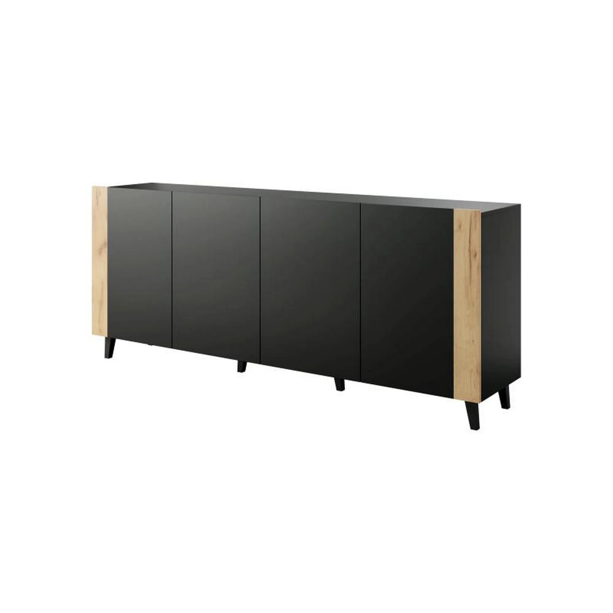 Comoda FARO, negru/stejar, PAL laminat/plastic, 200x42x82 cm