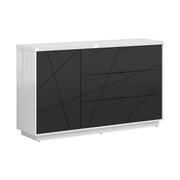 Comoda FORN, alb lucios/negru mat, PAL, 156x42.5x93 cm