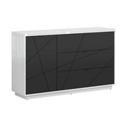 Comoda FORN, alb lucios/negru mat, PAL, 156x42.5x93 cm