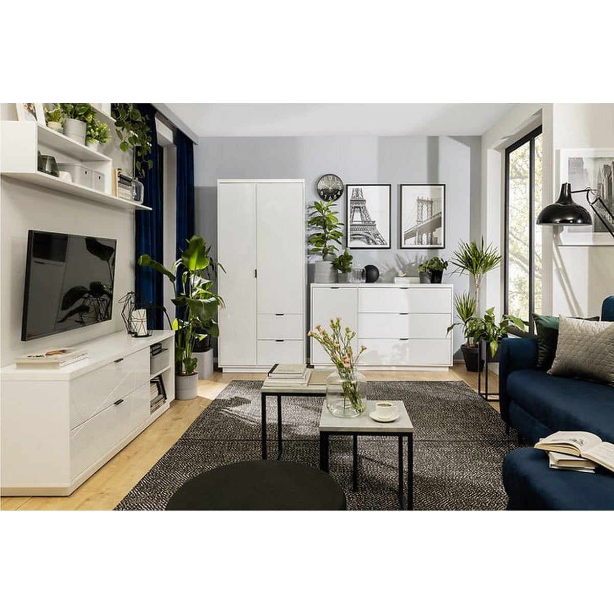 Comoda FORN, alb lucios, PAL, 156x42.5x93 cm