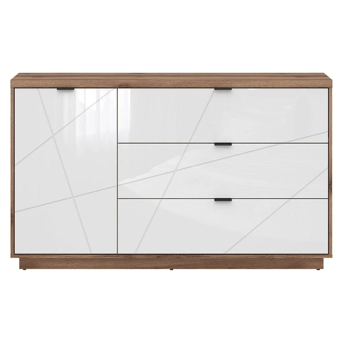 Comoda FORN, nuc/alb lucios, PAL, 156x42.5x93 cm