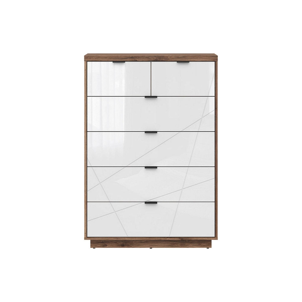 Comoda FORN, nuc/alb lucios, PAL melaminat, 90x43x131 cm