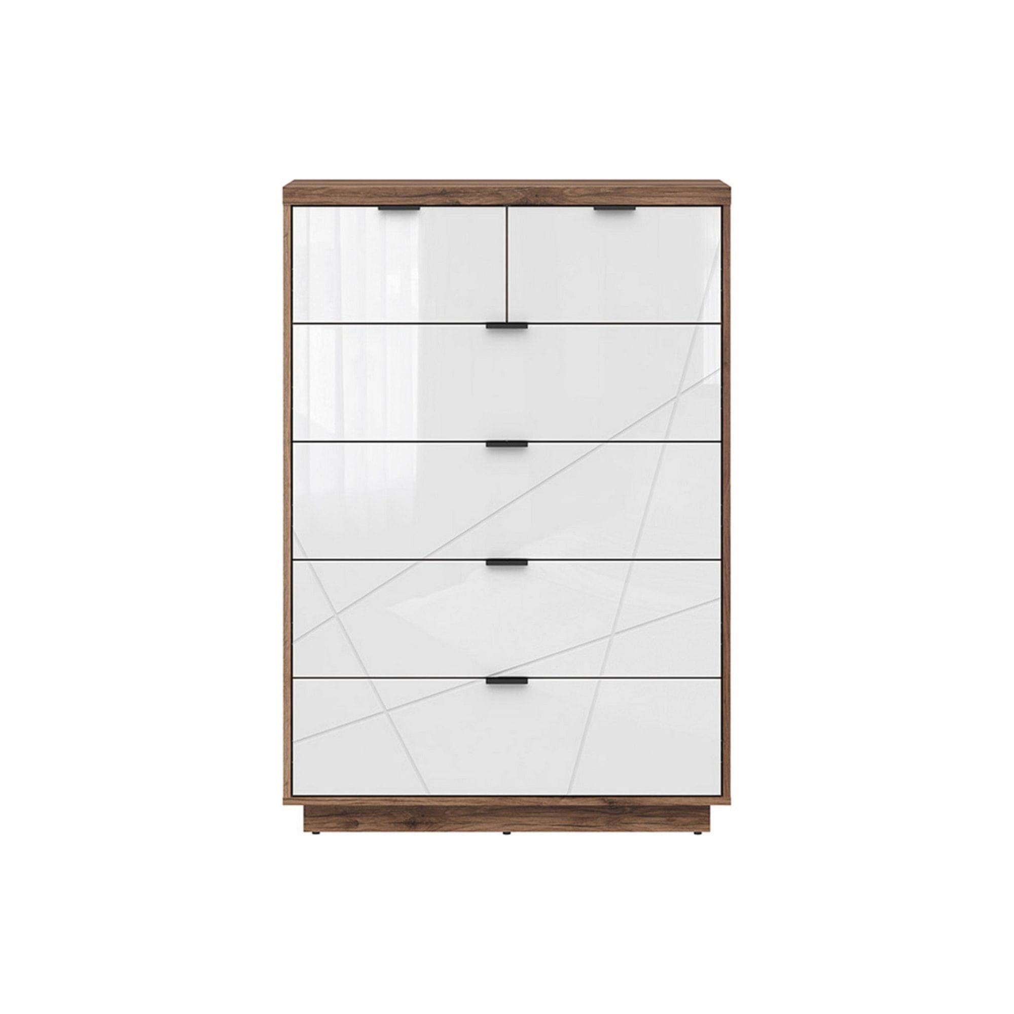 Comoda FORN, nuc/alb lucios, PAL melaminat, 90x43x131 cm