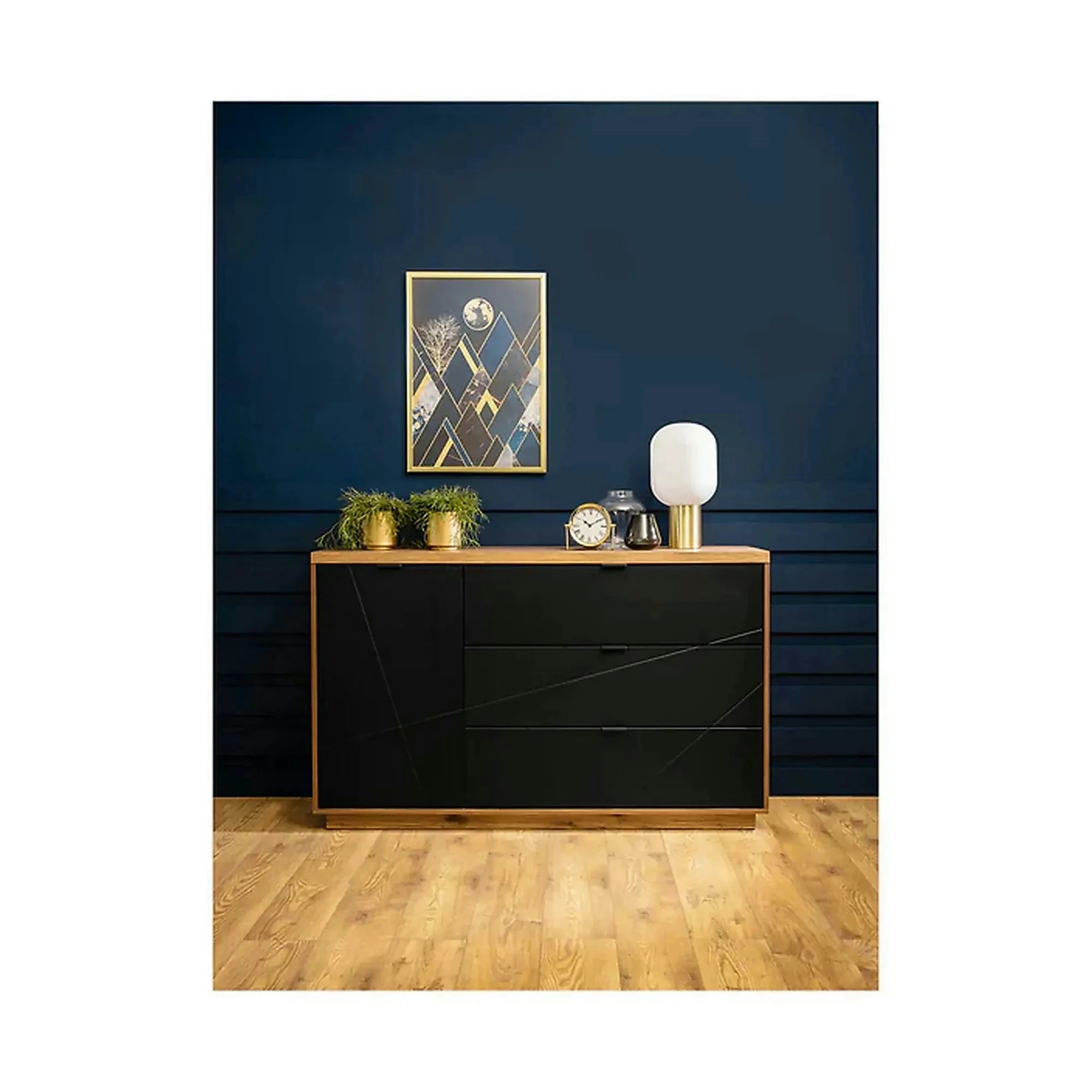 Comoda FORN, nuc/negru mat, PAL, 156x42.5x93 cm