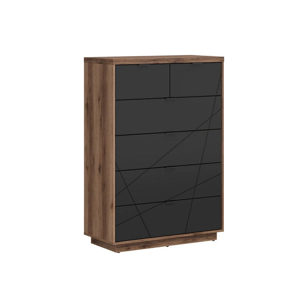 Comoda FORN, nuc/negru mat, PAL melaminat, 90x43x131 cm