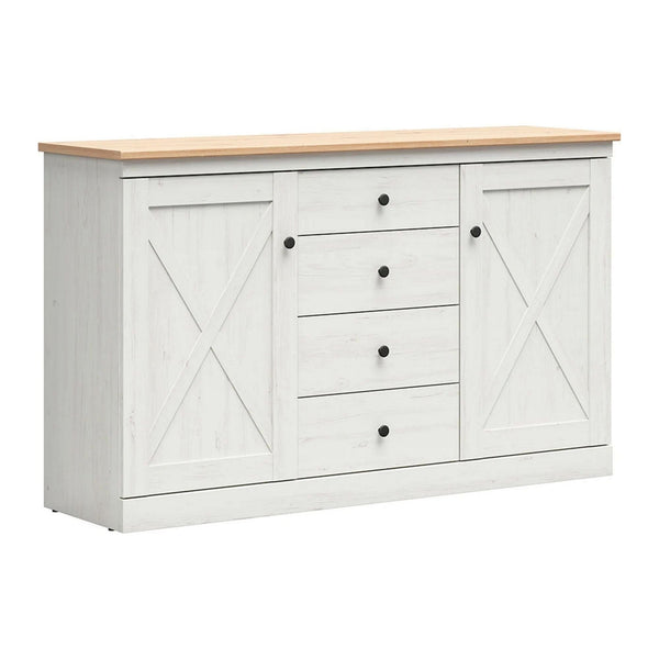 Comoda FRIJA, alb pin andersen/stejar artisan, PAL melaminat, 153x44x93 cm