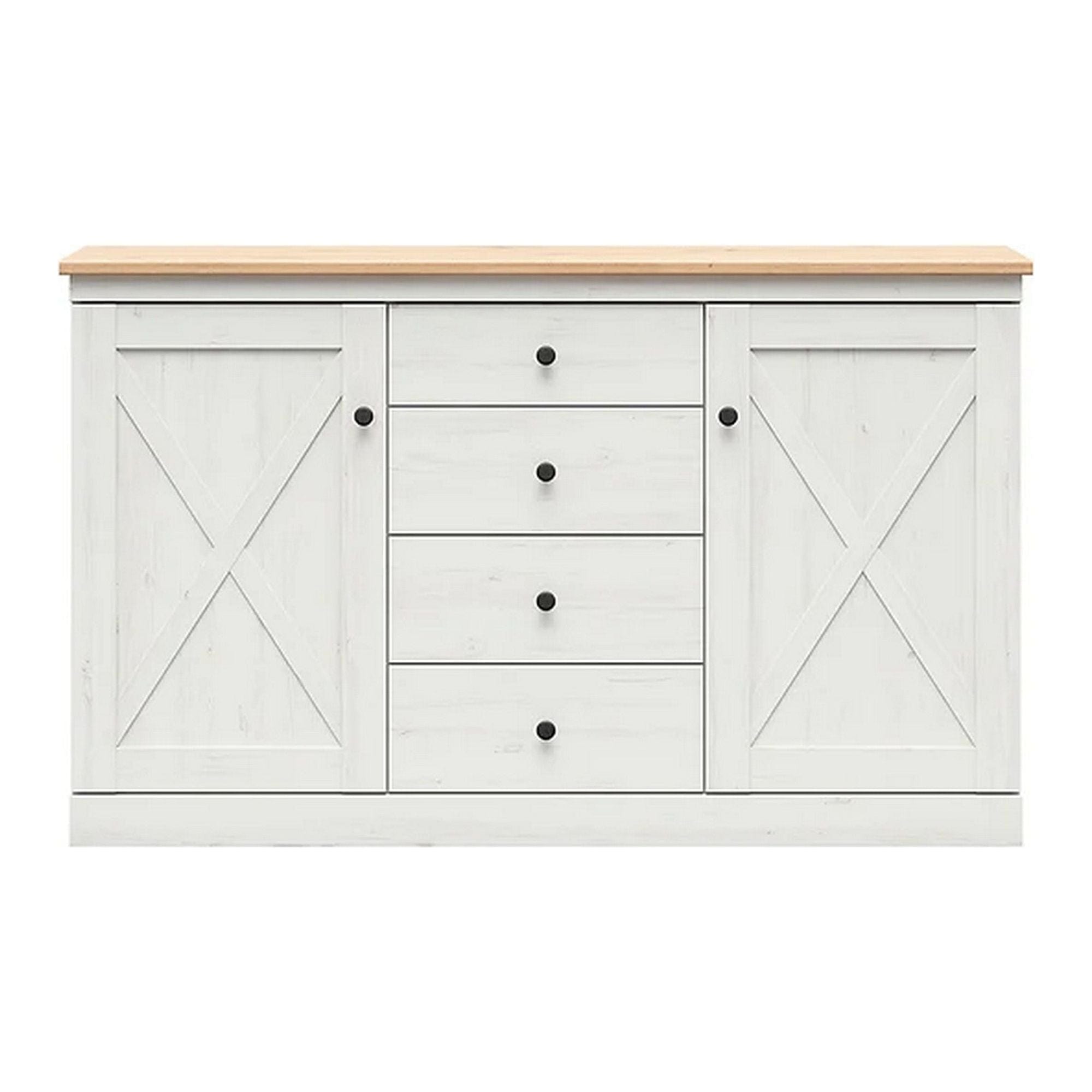 Comoda FRIJA, alb pin andersen/stejar artisan, PAL melaminat, 153x44x93 cm