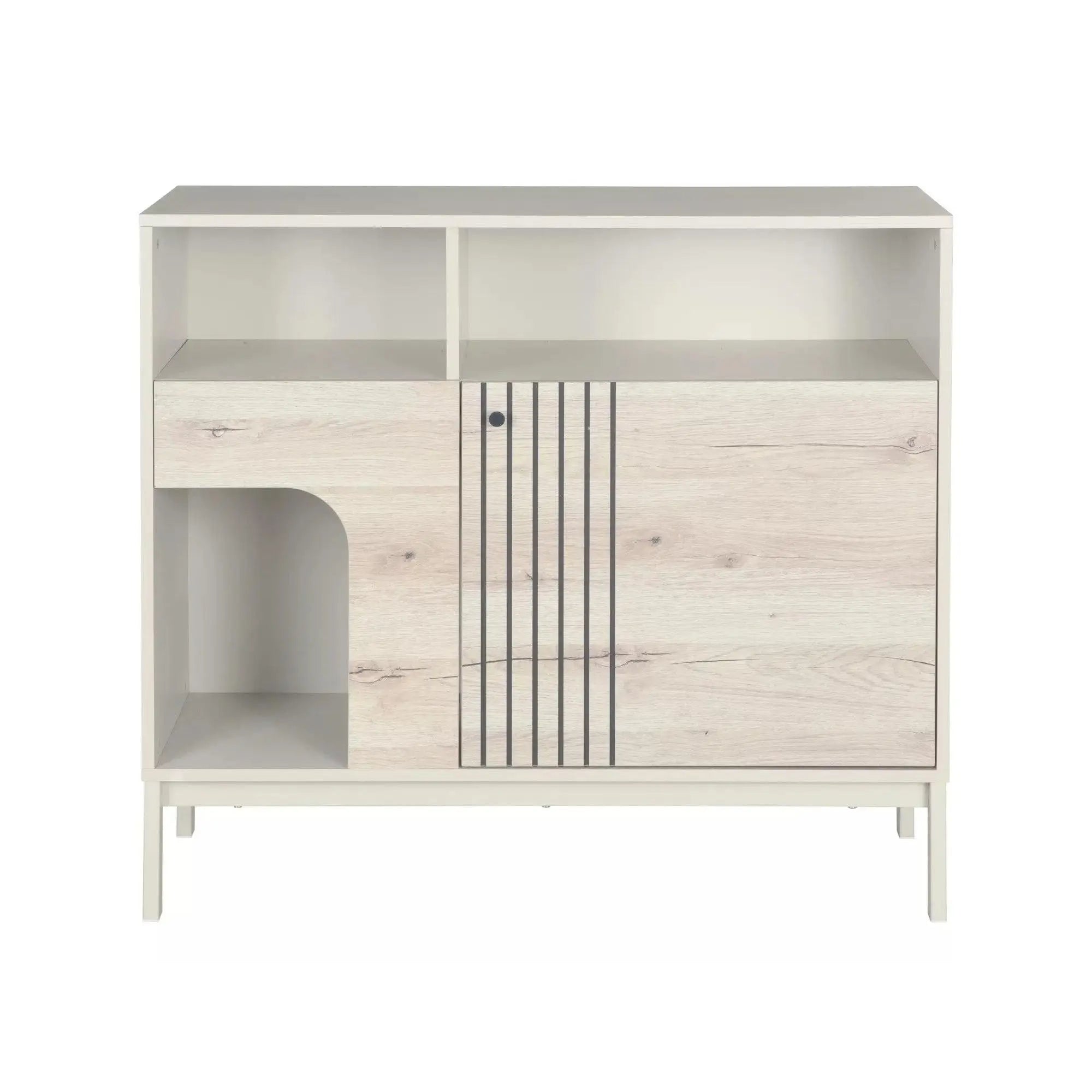 Comoda FROST K3, stejar alpin/alb, PAL/metal, 100x40x90 cm