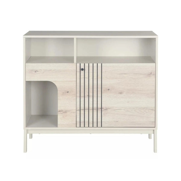 Comoda FROST K3, stejar alpin/alb, PAL/metal, 100x40x90 cm