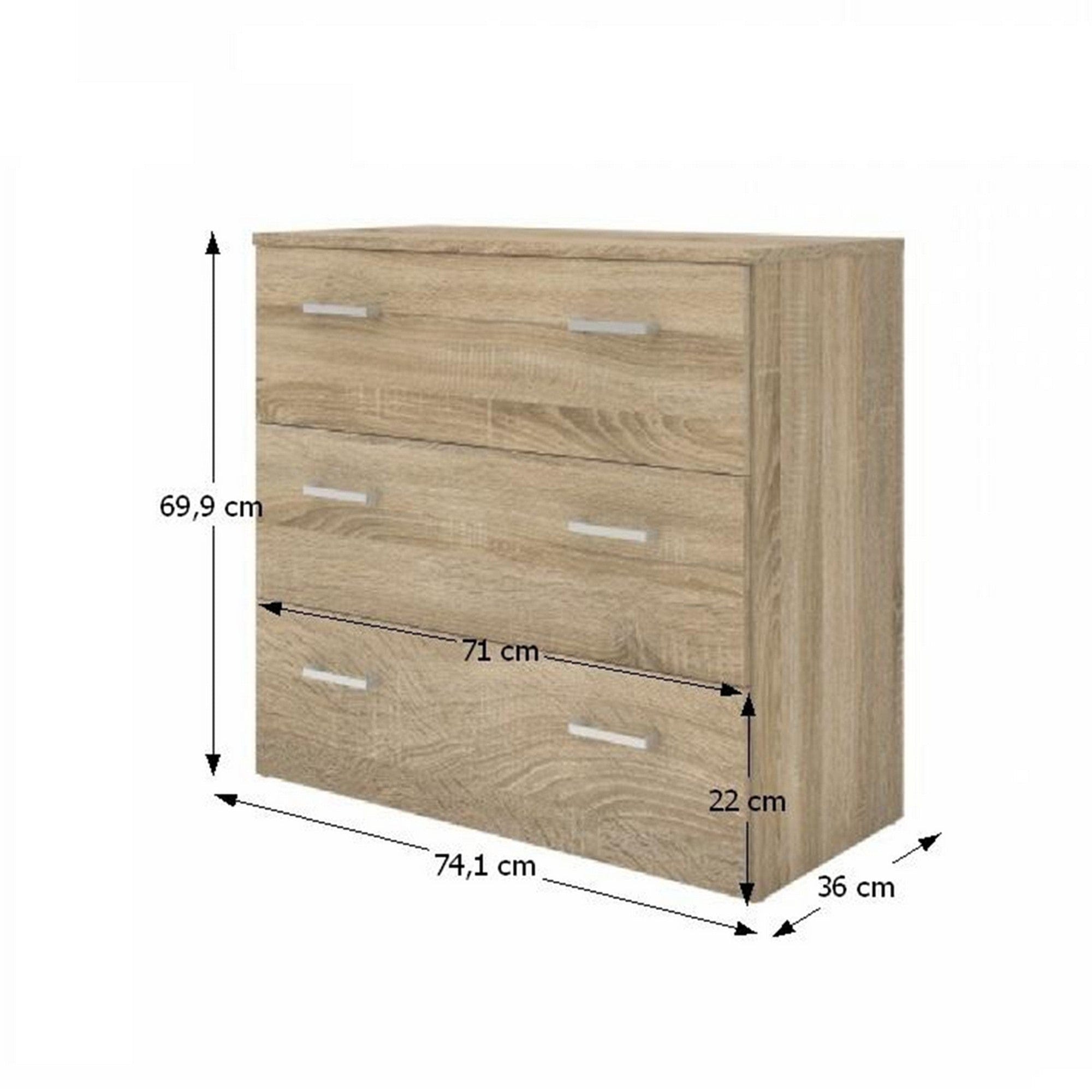 Comoda GARBO 3, stejar sonoma, PAL melaminat, 74x36x70 cm