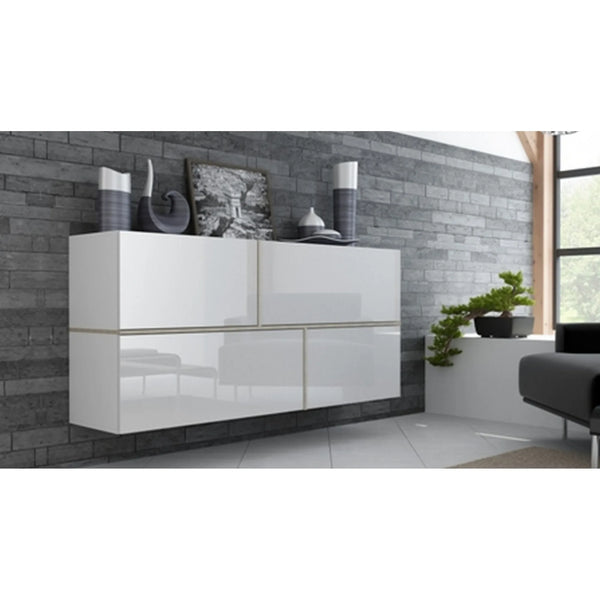 Comoda GOYA, alb lucios/stejar sonoma, PAL laminat, 170x40x80 cm