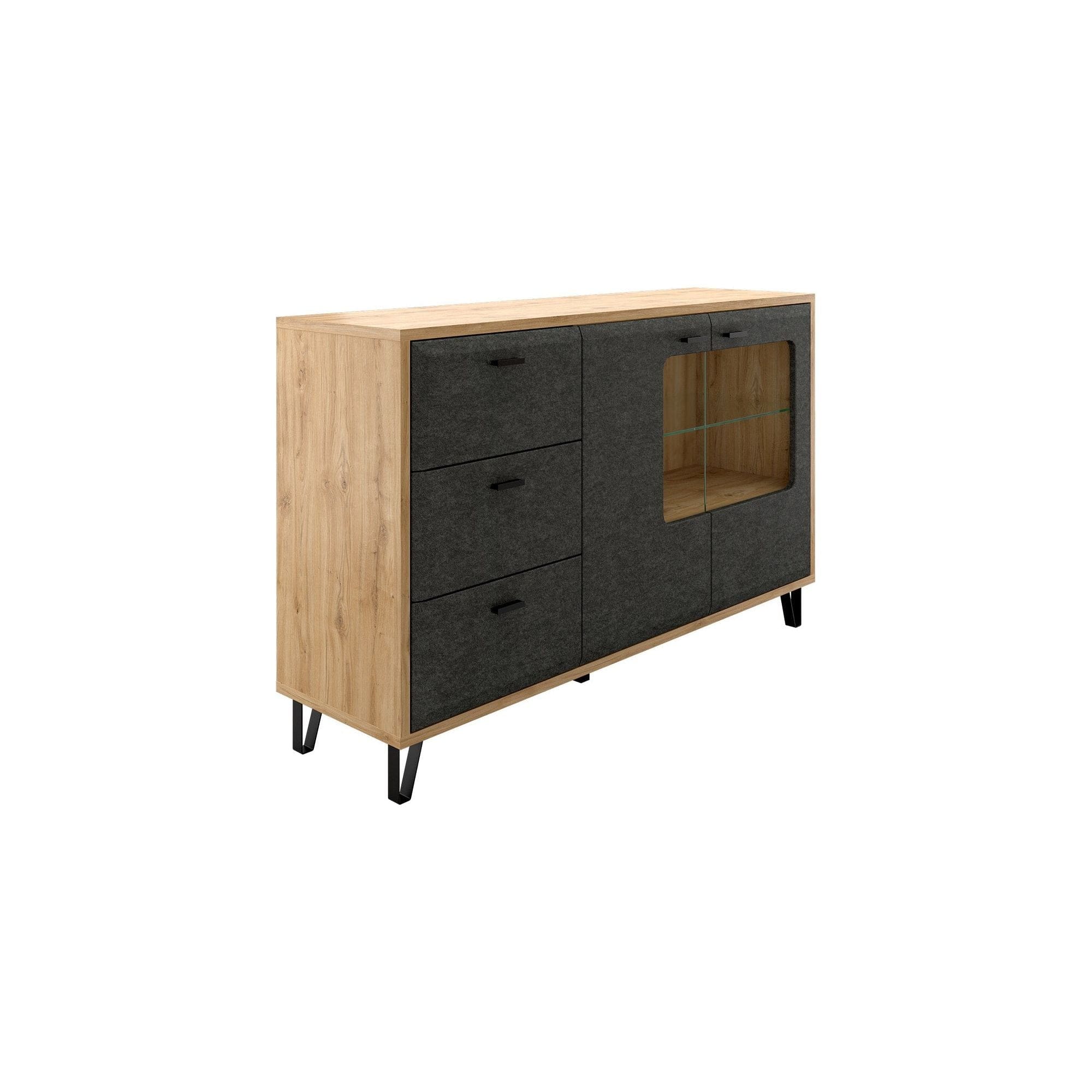 Comoda GRACE, stejar/gri antracit, PAL laminat, 144x42x90 cm