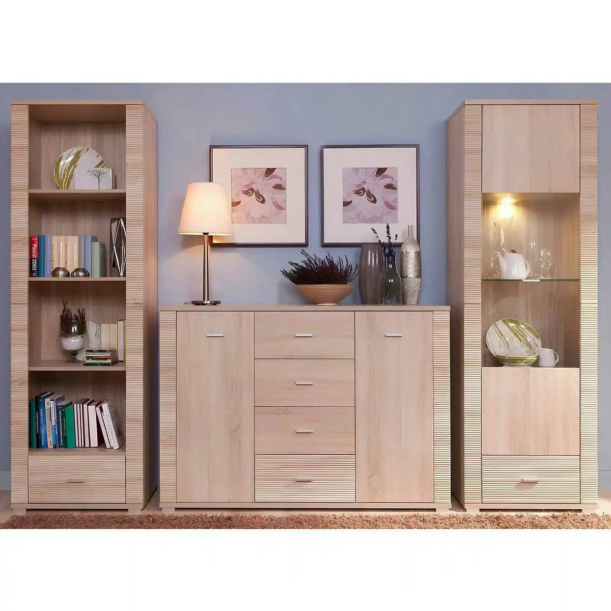 Comoda GRAND tip 9, PAL, stejar sonoma, 140x39x96 cm