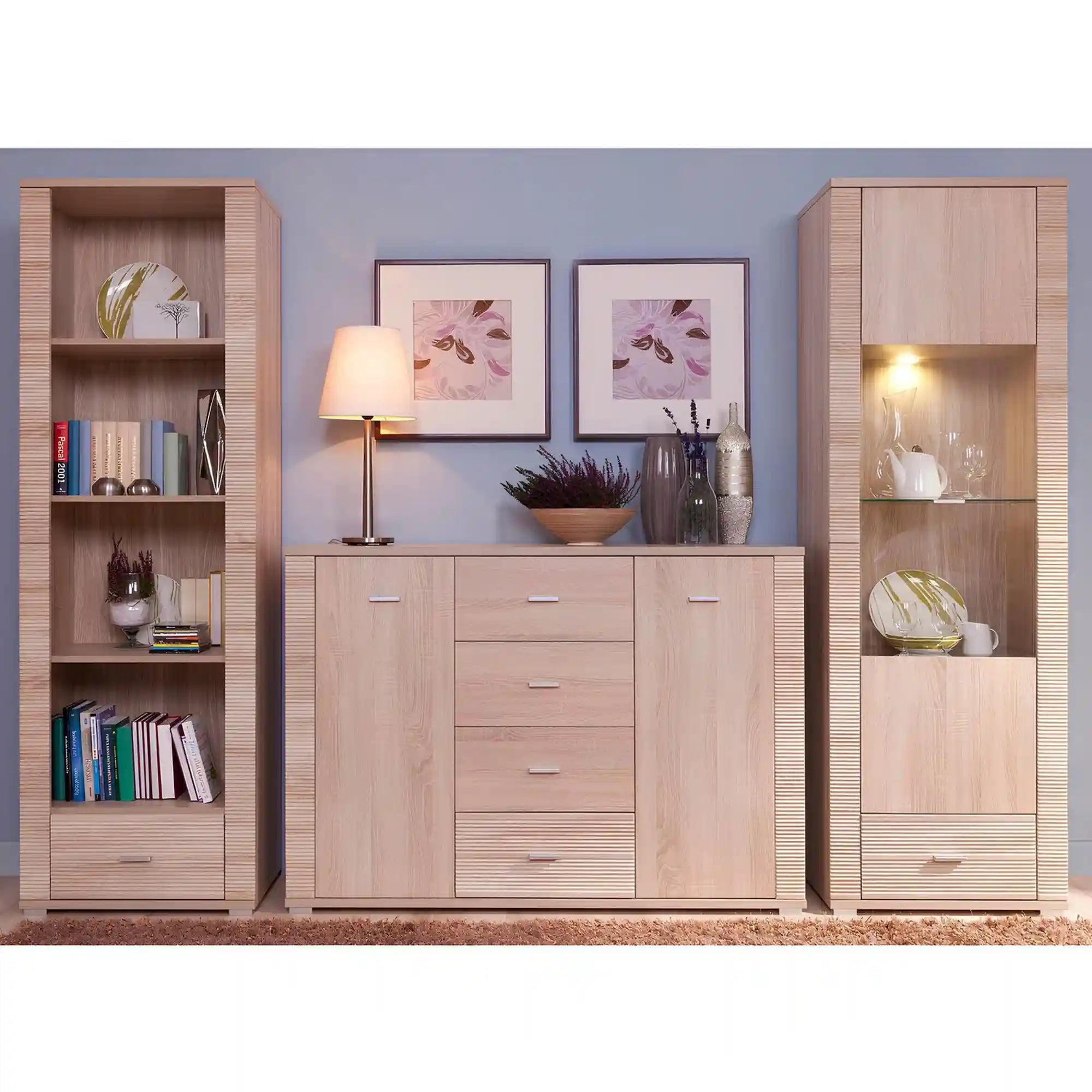 Comoda GRAND tip 9, PAL, stejar sonoma, 140x39x96 cm