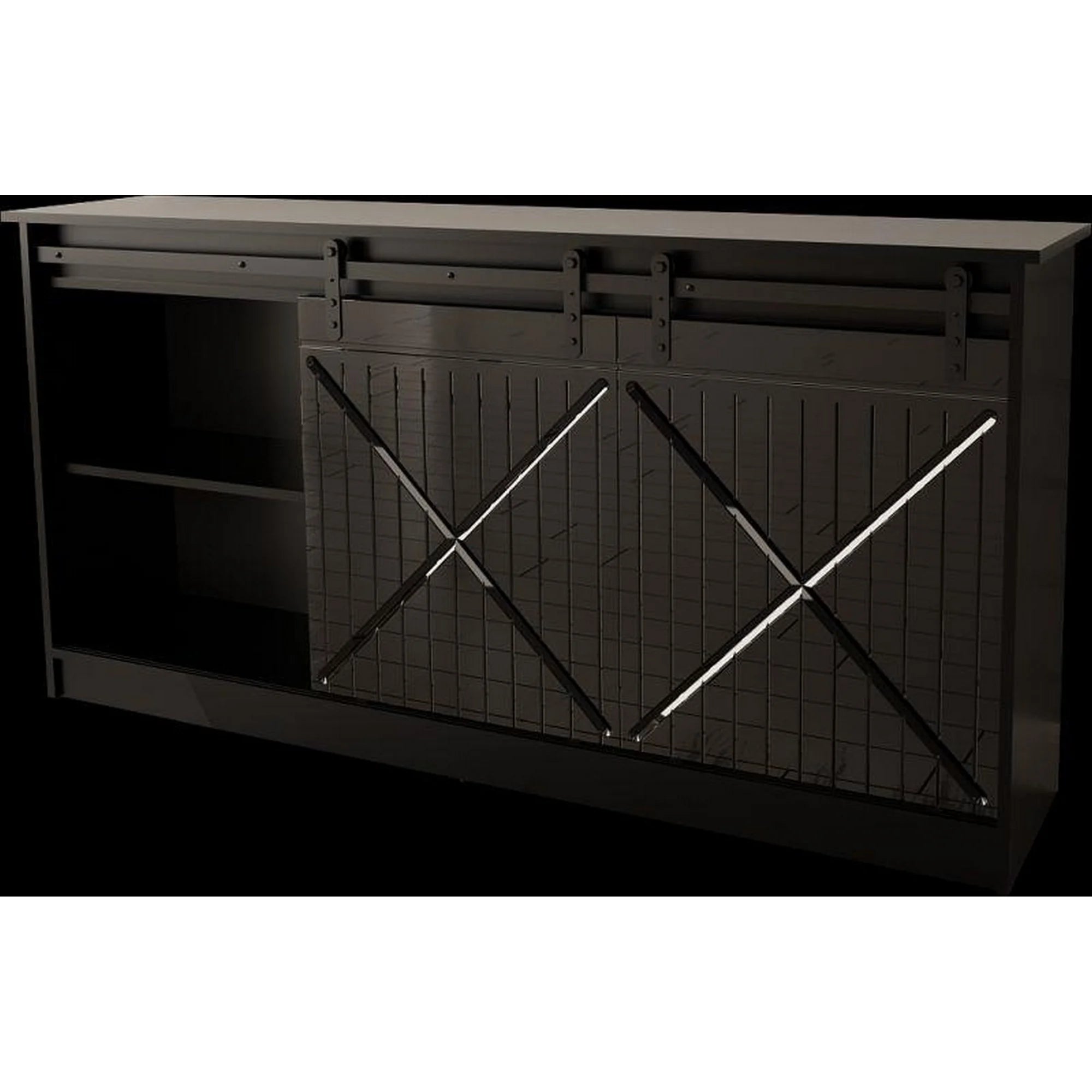 Comoda GRANERO, negru, PAL laminat, 160x35x80 cm