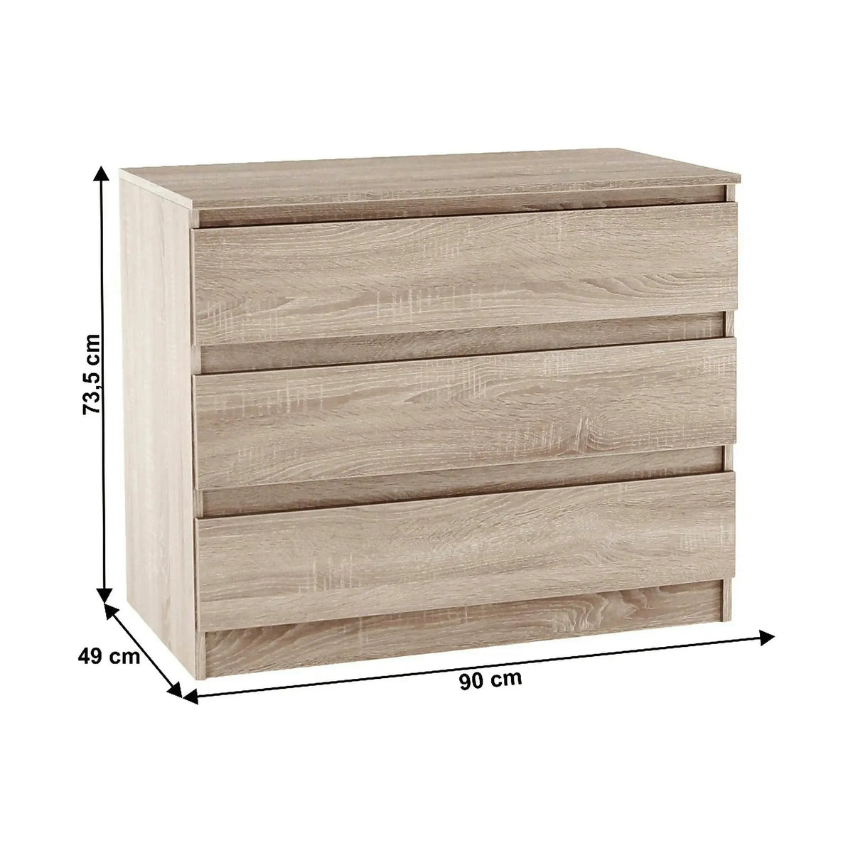 Comoda HANY NEW 003, stejar sonoma, PAL laminat, 90x49x74 cm