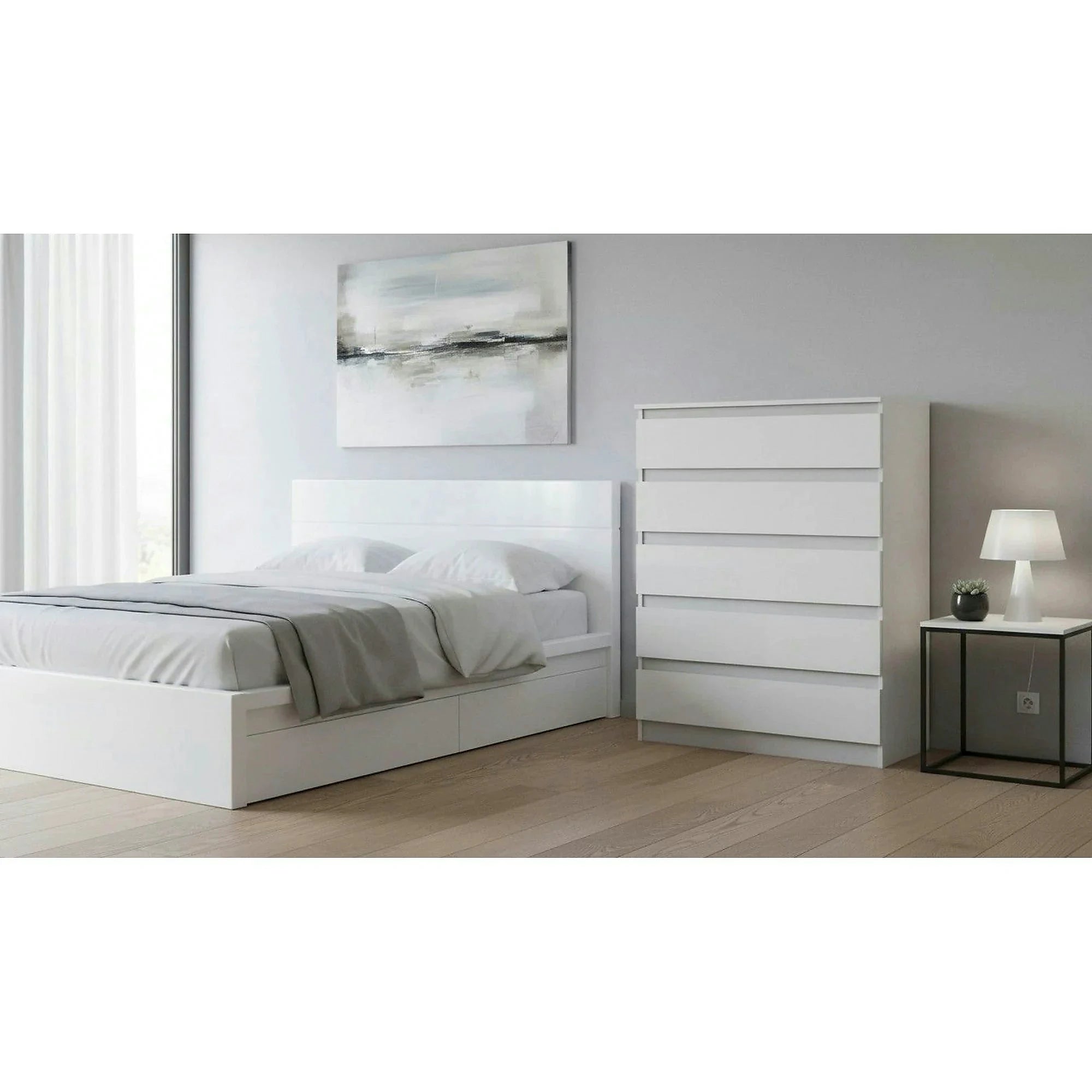 Comoda HANY NEW 005, alb, DTD laminat, 90x49x117 cm