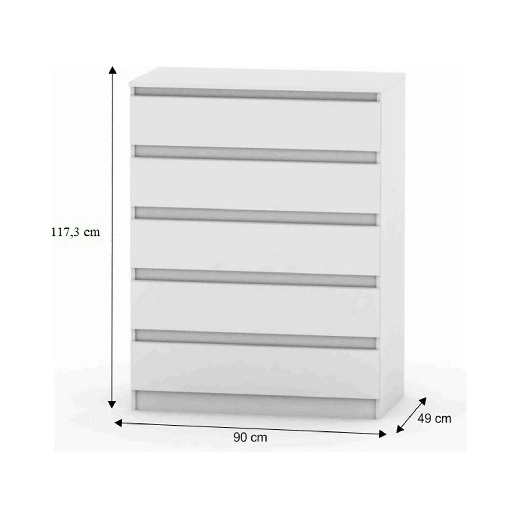 Comoda HANY NEW 005, alb, DTD laminat, 90x49x117 cm