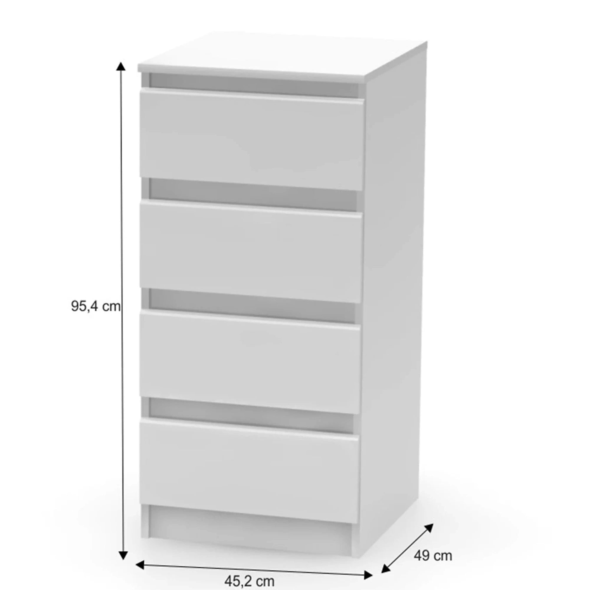 Comoda HANY NEW 009, alb, PAL laminat, 45x49x95 cm