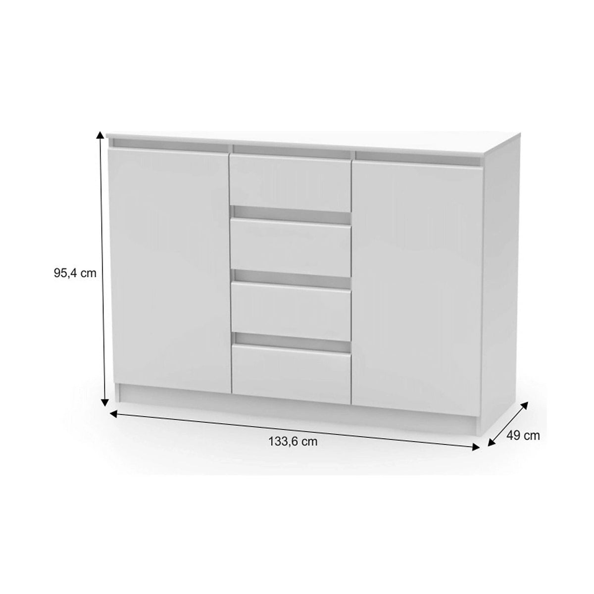 Comoda HANY NEW 010, alb, DTD laminat, 134x49x95 cm