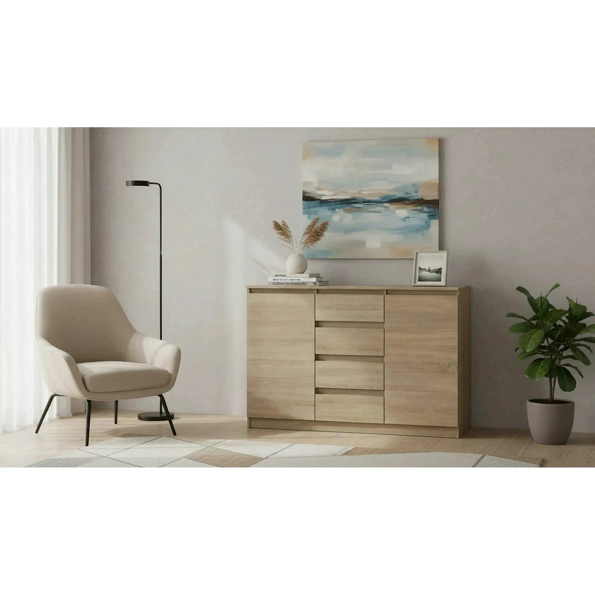 Comoda HANY NEW 010, stejar sonoma, DTD laminat, 134x49x95 cm