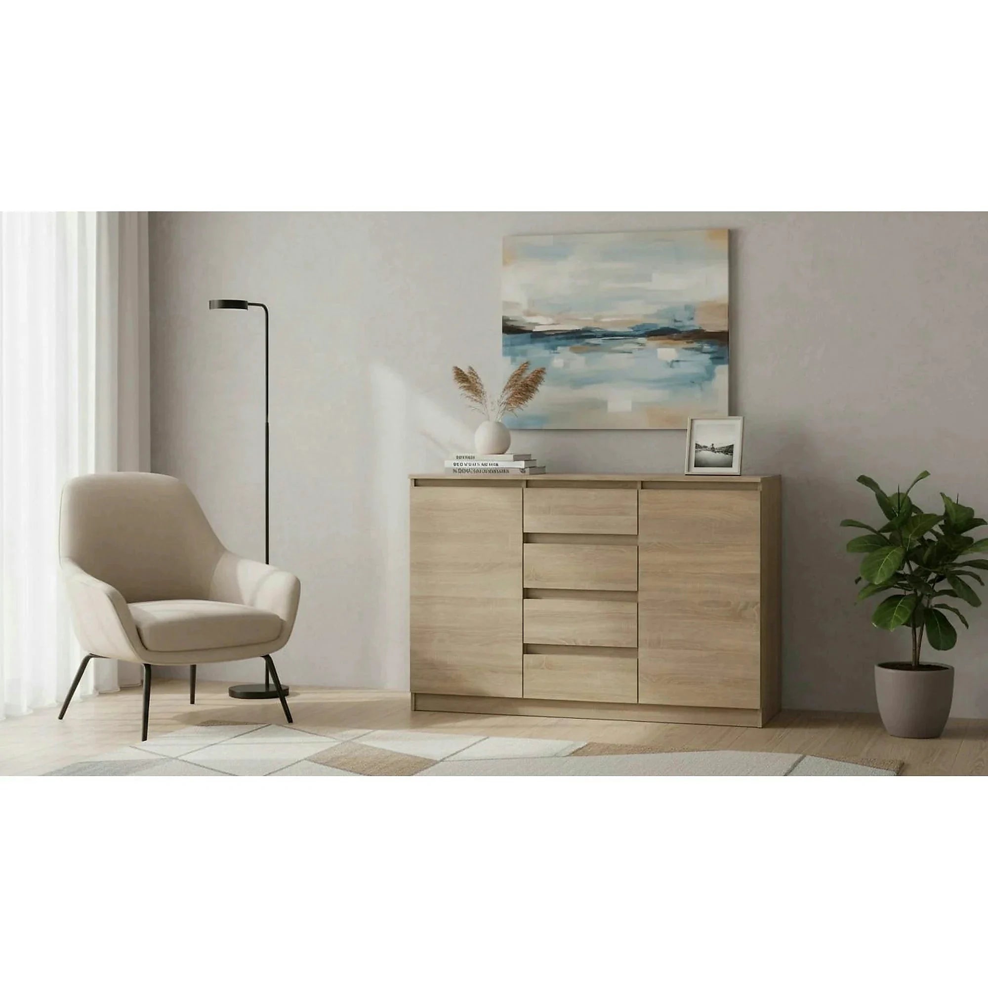 Comoda HANY NEW 010, stejar sonoma, DTD laminat, 134x49x95 cm