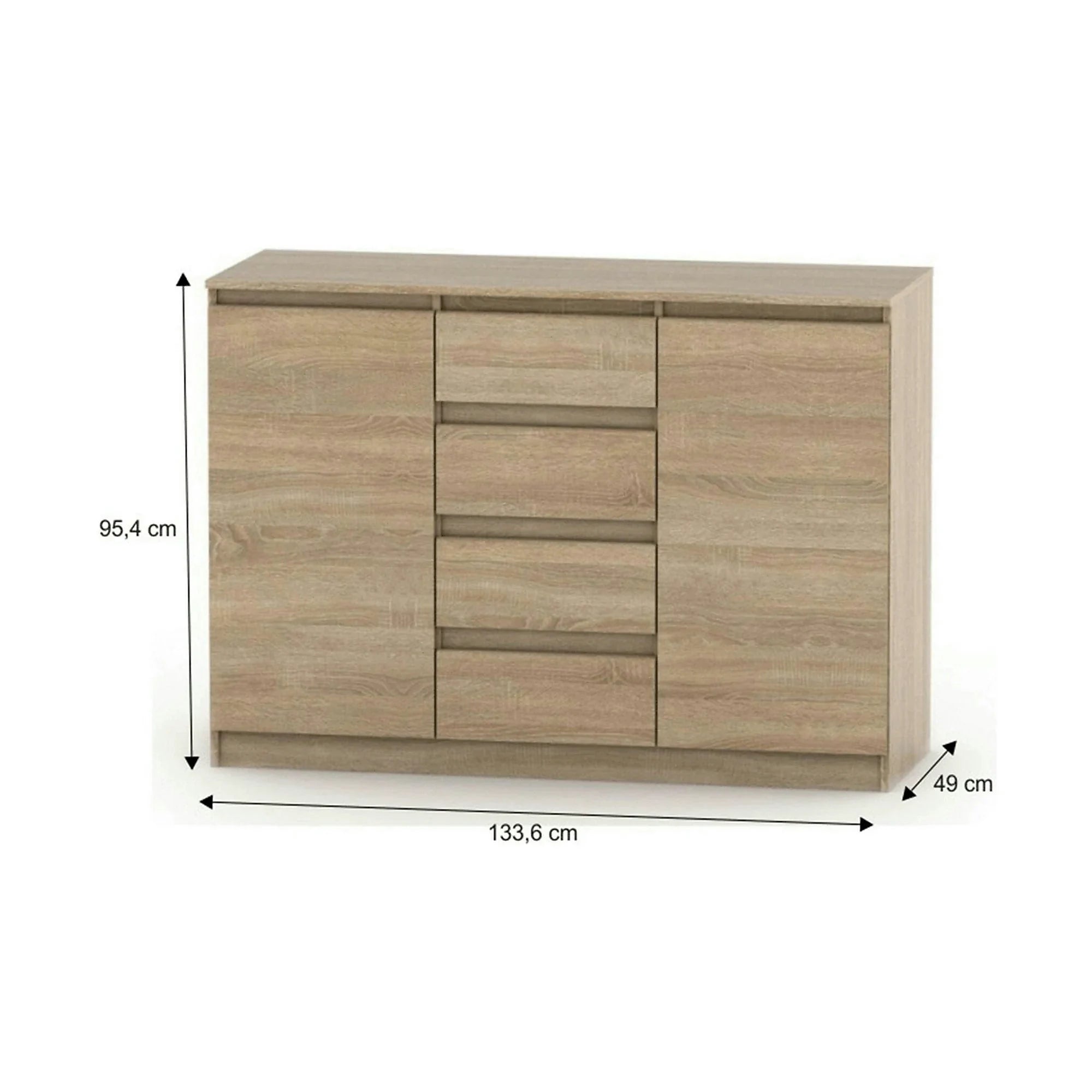Comoda HANY NEW 010, stejar sonoma, DTD laminat, 134x49x95 cm