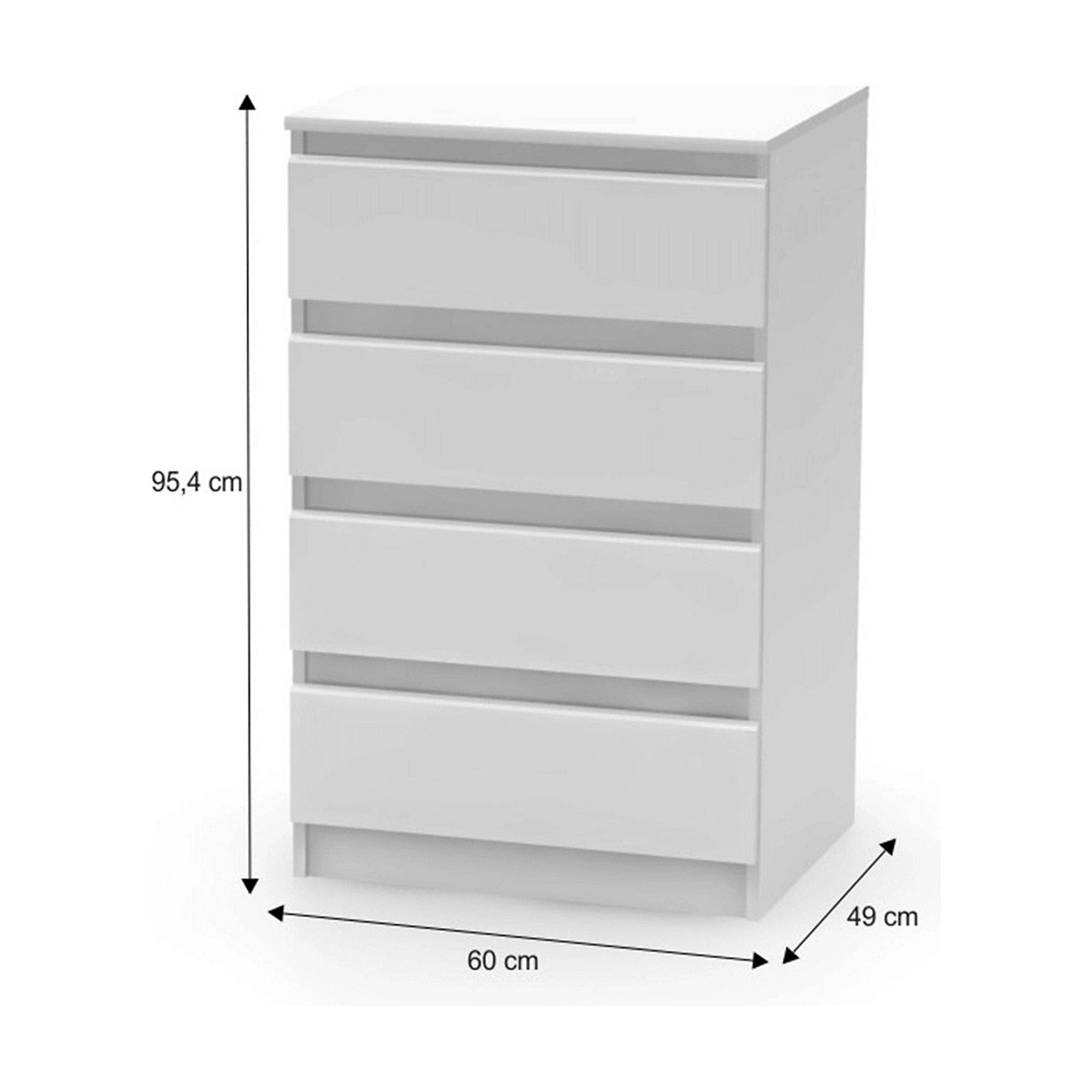 Comoda HANY NEW 014, alb, PAL laminat, 60x49x95 cm
