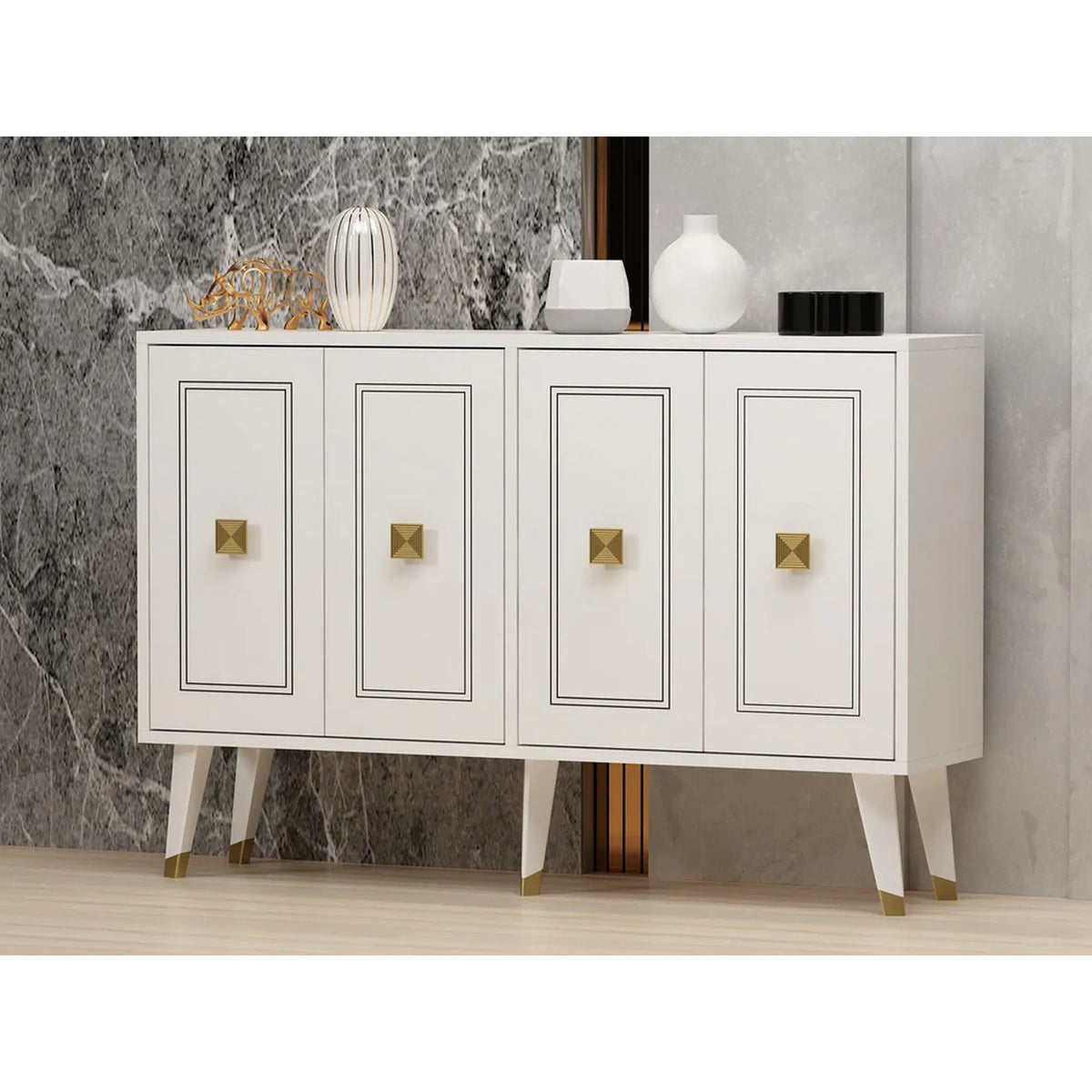 Comoda HARTIN, alb, PAL melaminat, 120x30x80 cm