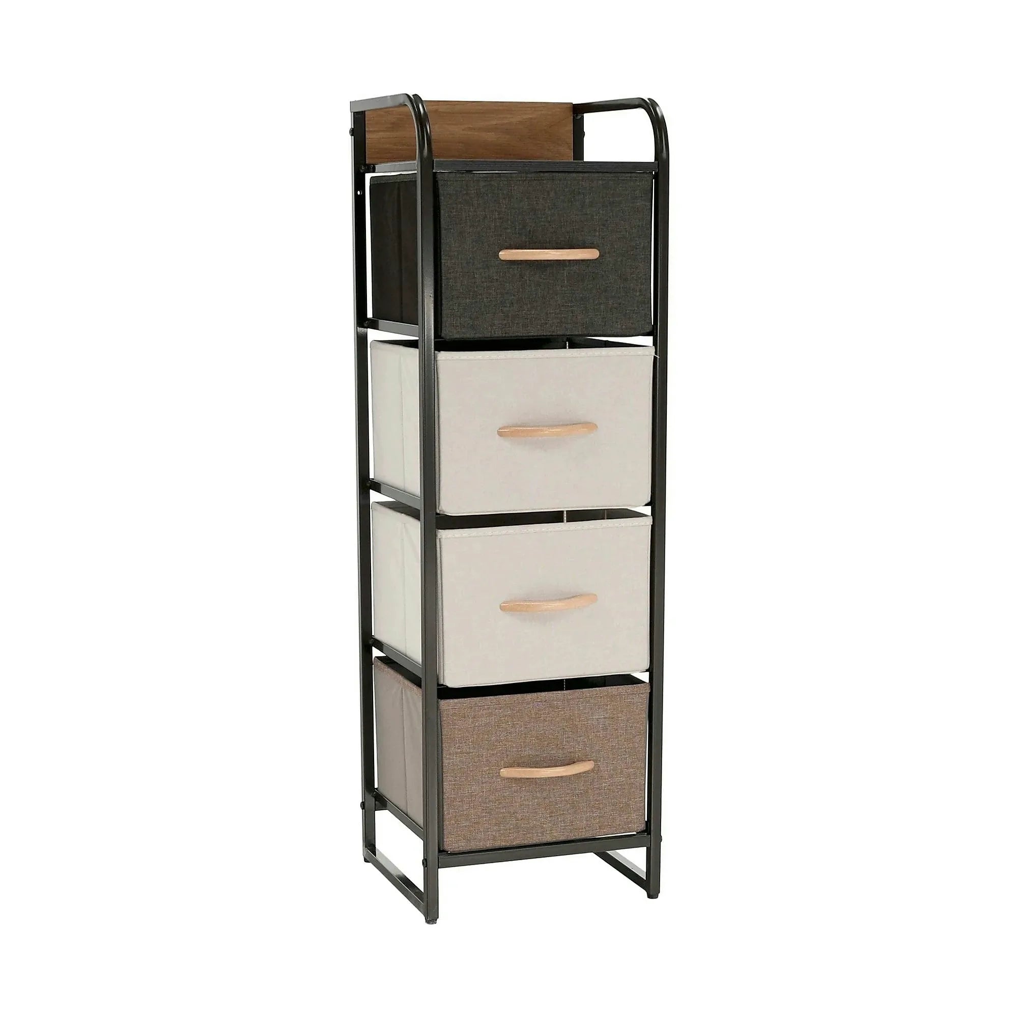 Comoda HAZEL TYP 1, bej/maro, MDF/metal/lemn/material textil, 31x29x99 cm