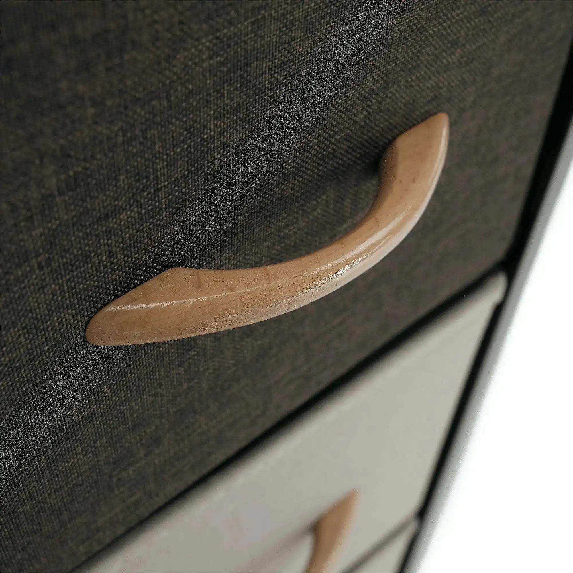 Comoda HAZEL TYP 1, bej/maro, MDF/metal/lemn/material textil, 31x29x99 cm