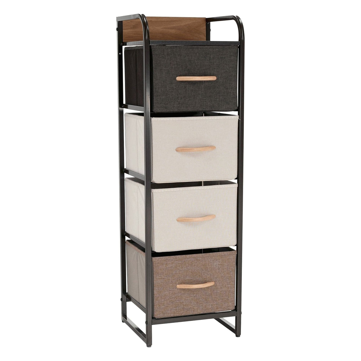 Comoda HAZEL TYP 1, bej/maro, MDF/metal/lemn/material textil, 31x29x99 cm