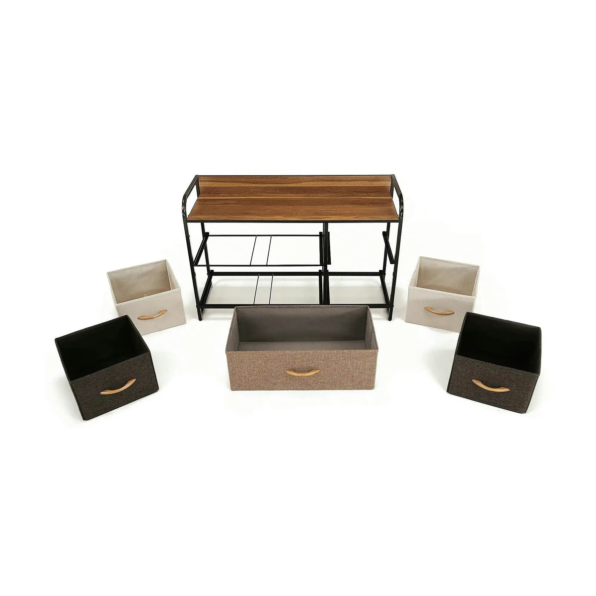 Comoda HAZEL TYP 4, bej/maro/negru, 80x29x79 cm