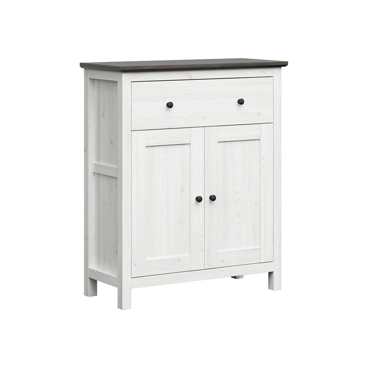 Comoda HESEN, alb /pin larico, PAL, 101x44x121 cm