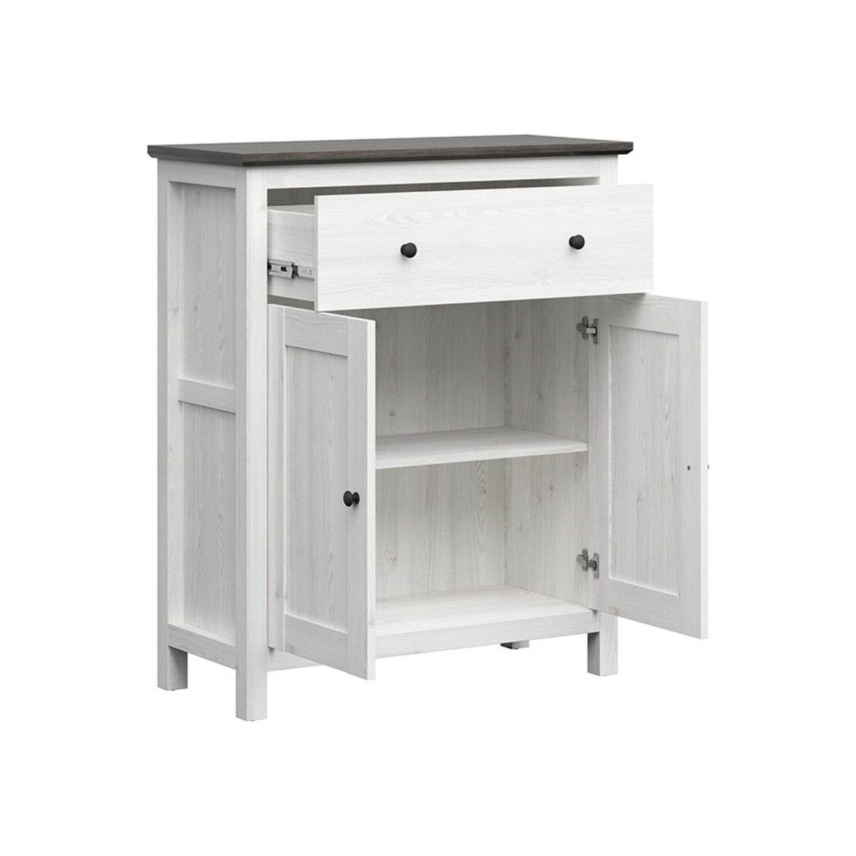 Comoda HESEN, alb /pin larico, PAL, 101x44x121 cm