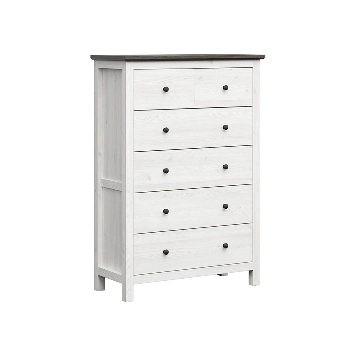 Comoda HESEN, alb/pin larico, PAL, 101x44x145 cm