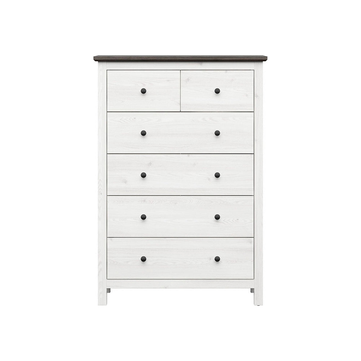 Comoda HESEN, alb/pin larico, PAL, 101x44x145 cm