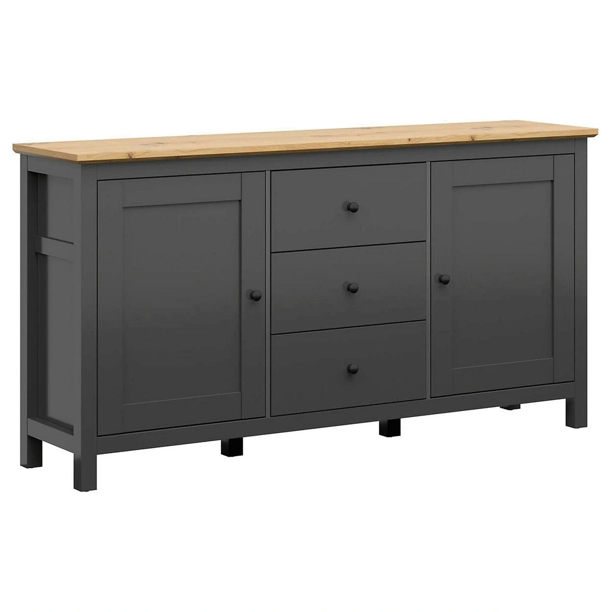 Comoda HESEN, gri grafit/stejar artisan, PAL, 186x44x96 cm