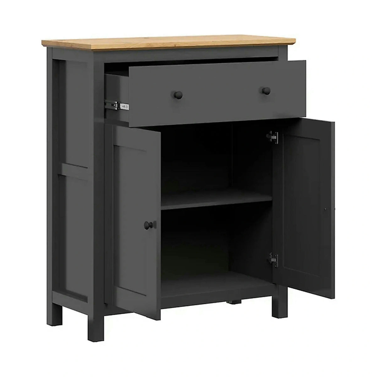 Comoda HESEN, gri grafit/stejar artisan, PAL melaminat, 101x44x121 cm
