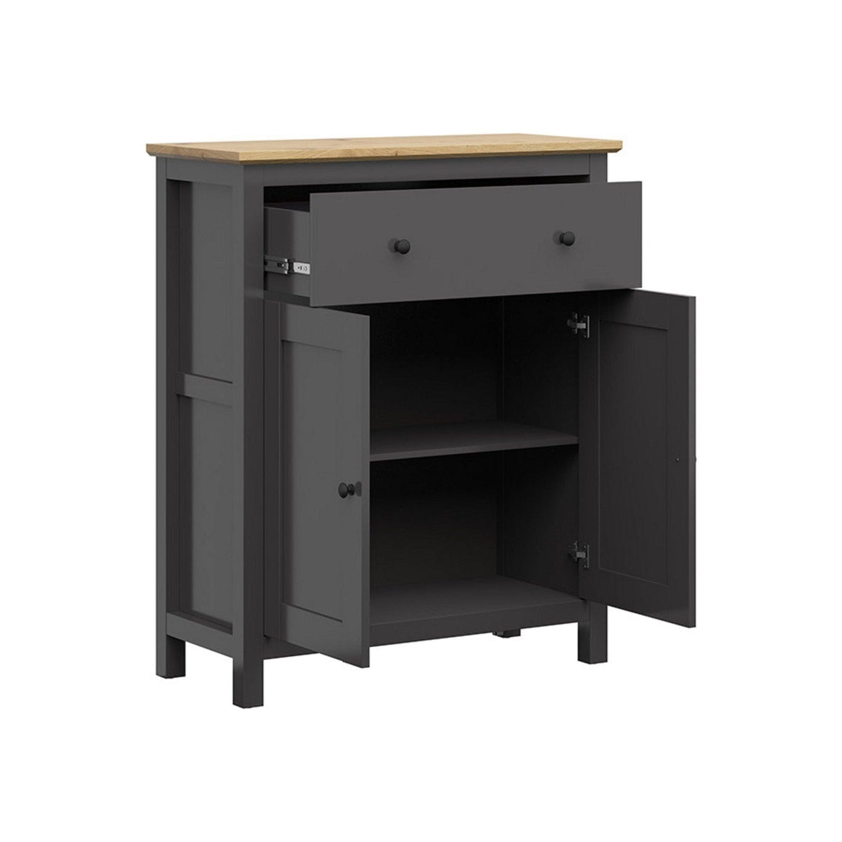 Comoda HESEN, gri grafit/stejar artisan, PAL melaminat, 101x44x121 cm