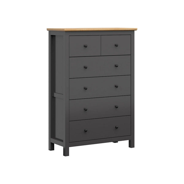 Comoda HESEN, gri grafit/stejar artisan, PAL melaminat, 101x44x145 cm