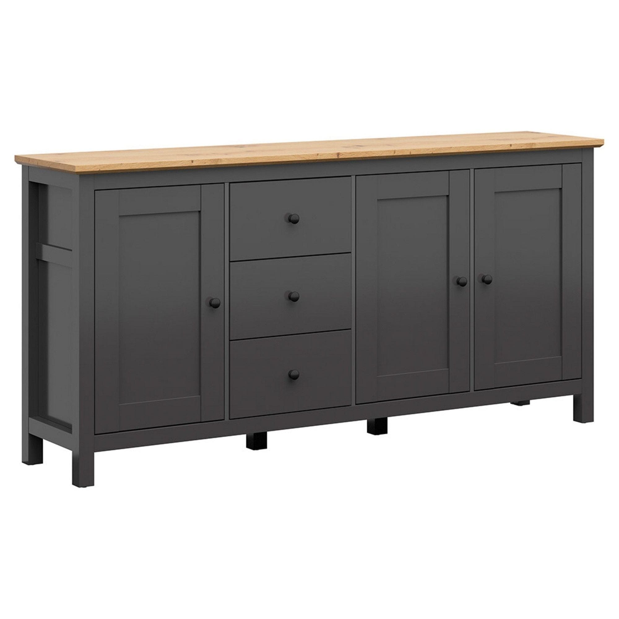 Comoda HESEN, gri grafit/stejar artisan, PAL melaminat, 199x44x96 cm